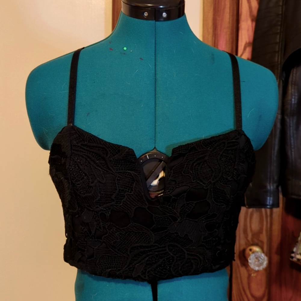 Lace Zip Up Crop Top